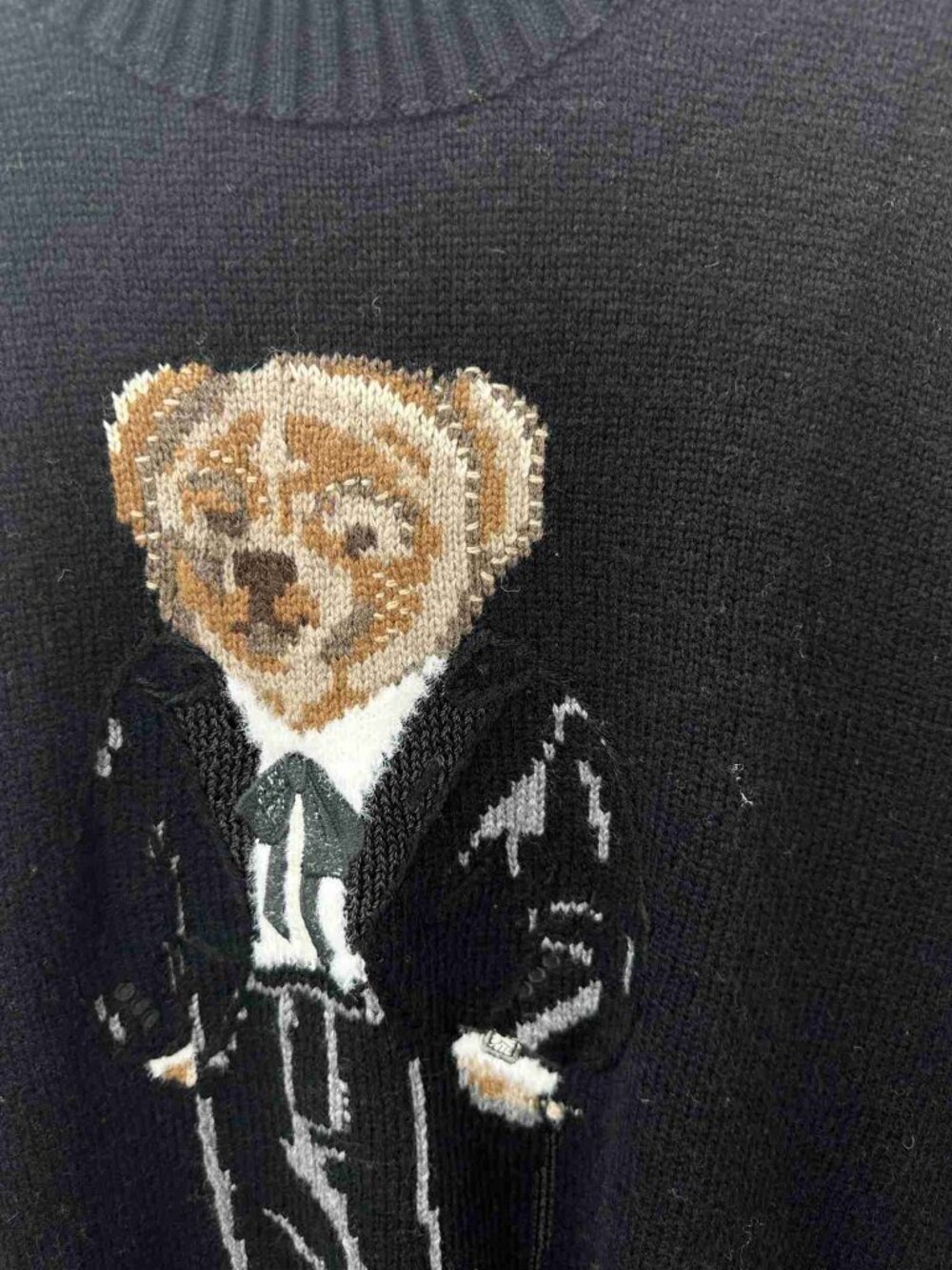 Polo Ralph Lauren Black Tuxedo Polo Bear Crewneck Sweater - Picture 6 of 7